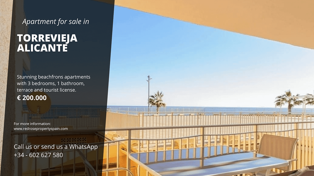 For sale a frontline beach apartment in Torrevieja